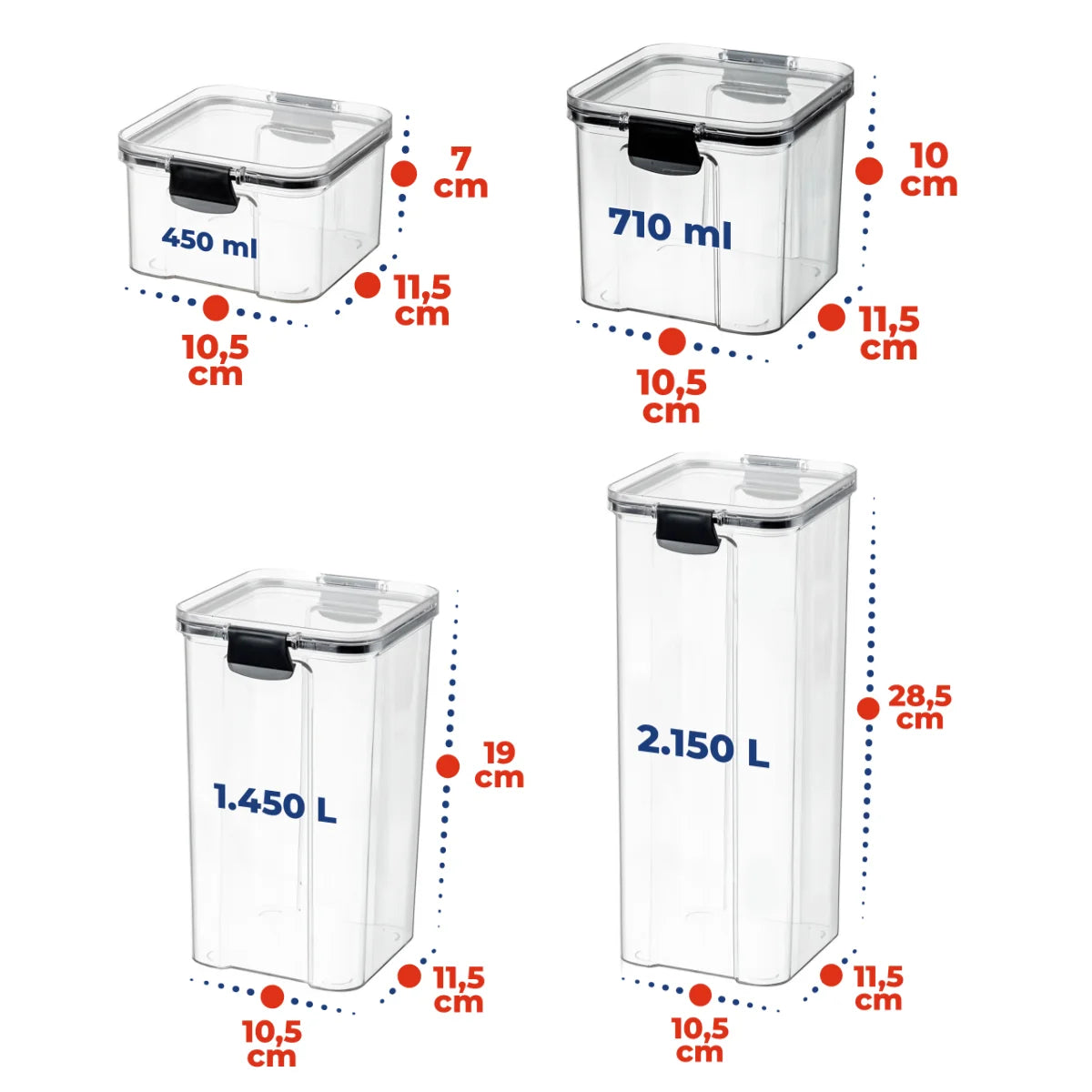 Super Kit 9 Potes Herméticos – Organização e Conservação Perfeitas!