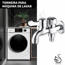 Torneira Tanque Máquina Lavar Roupa Metal 2 Saídas 1/4 Traseira