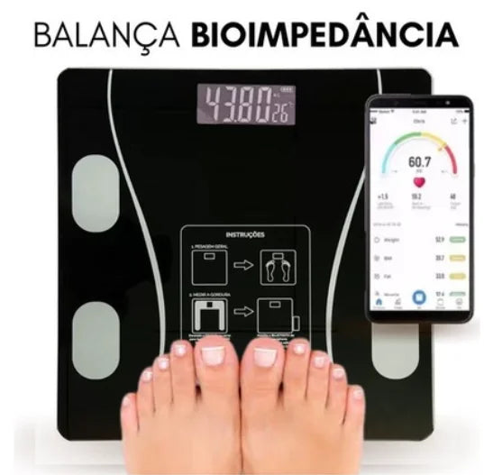 Balança de Bioimpedância Digital com Bluetooth – Acompanhe Sua Saúde com Precisão!