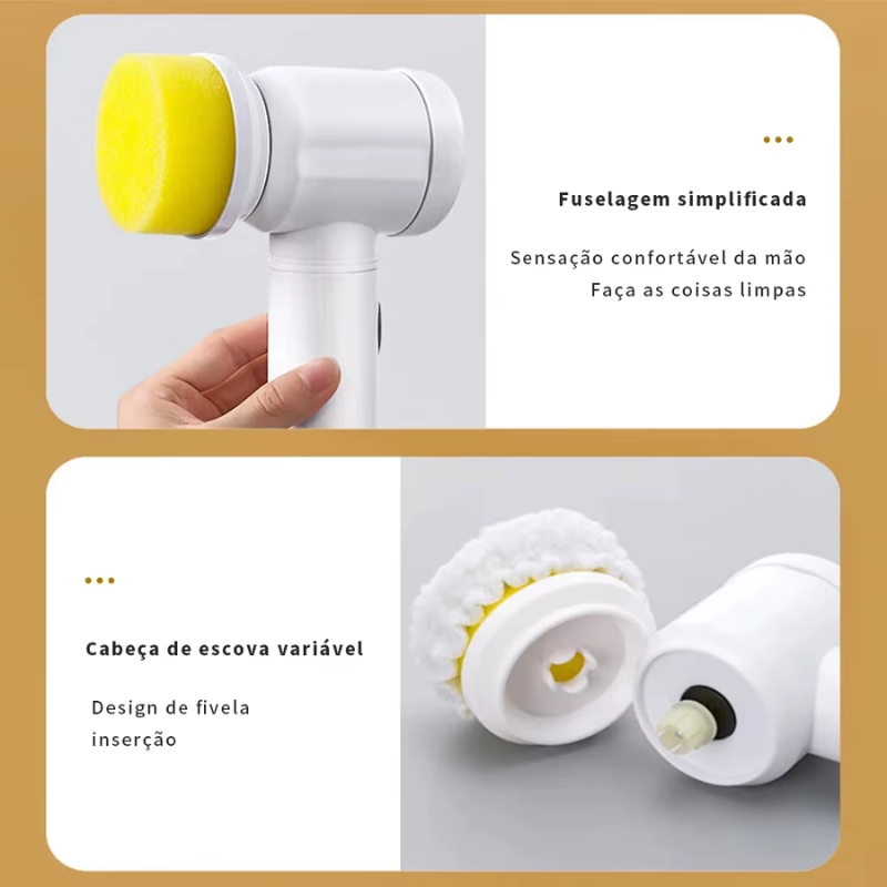 Escova Elétrica de Limpeza 5 em 1 – Mais Praticidade para o Seu Dia a Dia!