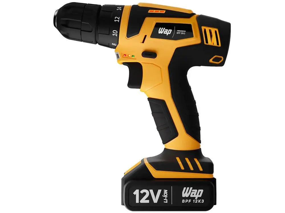 Furadeira e parafusadeira Wap a bateria 12V com estojo 13 peças