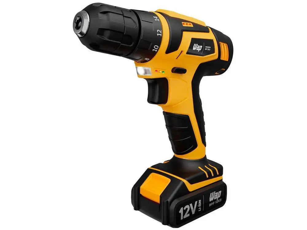 Furadeira e parafusadeira Wap a bateria 12V com estojo 13 peças