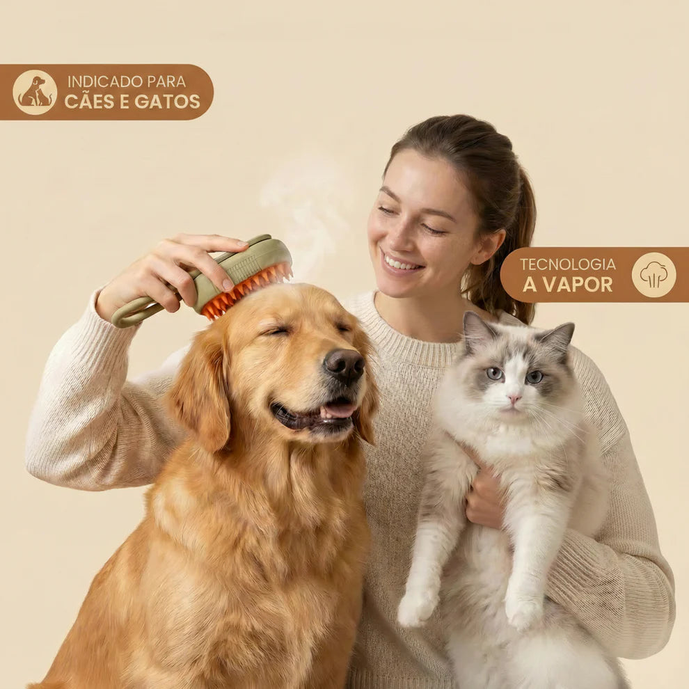 Escova elétrica a vapor 2 em 1 para cães e gatos🐾